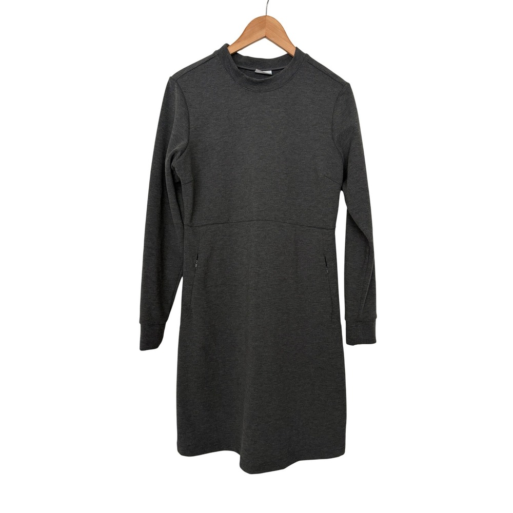 Columbia Womens Gorpcore Charcoal Gray Ribbed Long Sleeve Mock Neck Dress L